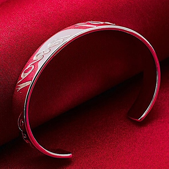 Sterling Silver Love Engraved Bangle Bracelet - Picture 3 of 6